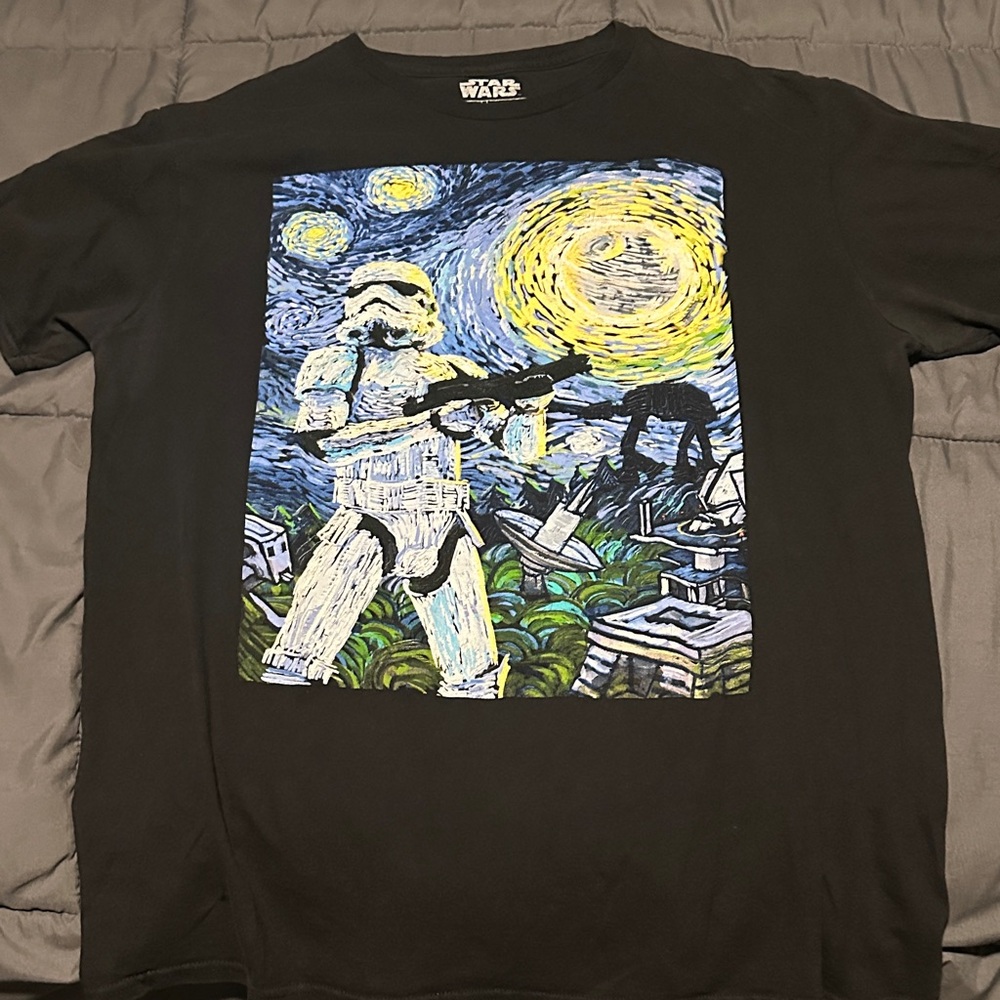 Star Wars Black T-Shirt with Stormtrooper and AT-AT Art